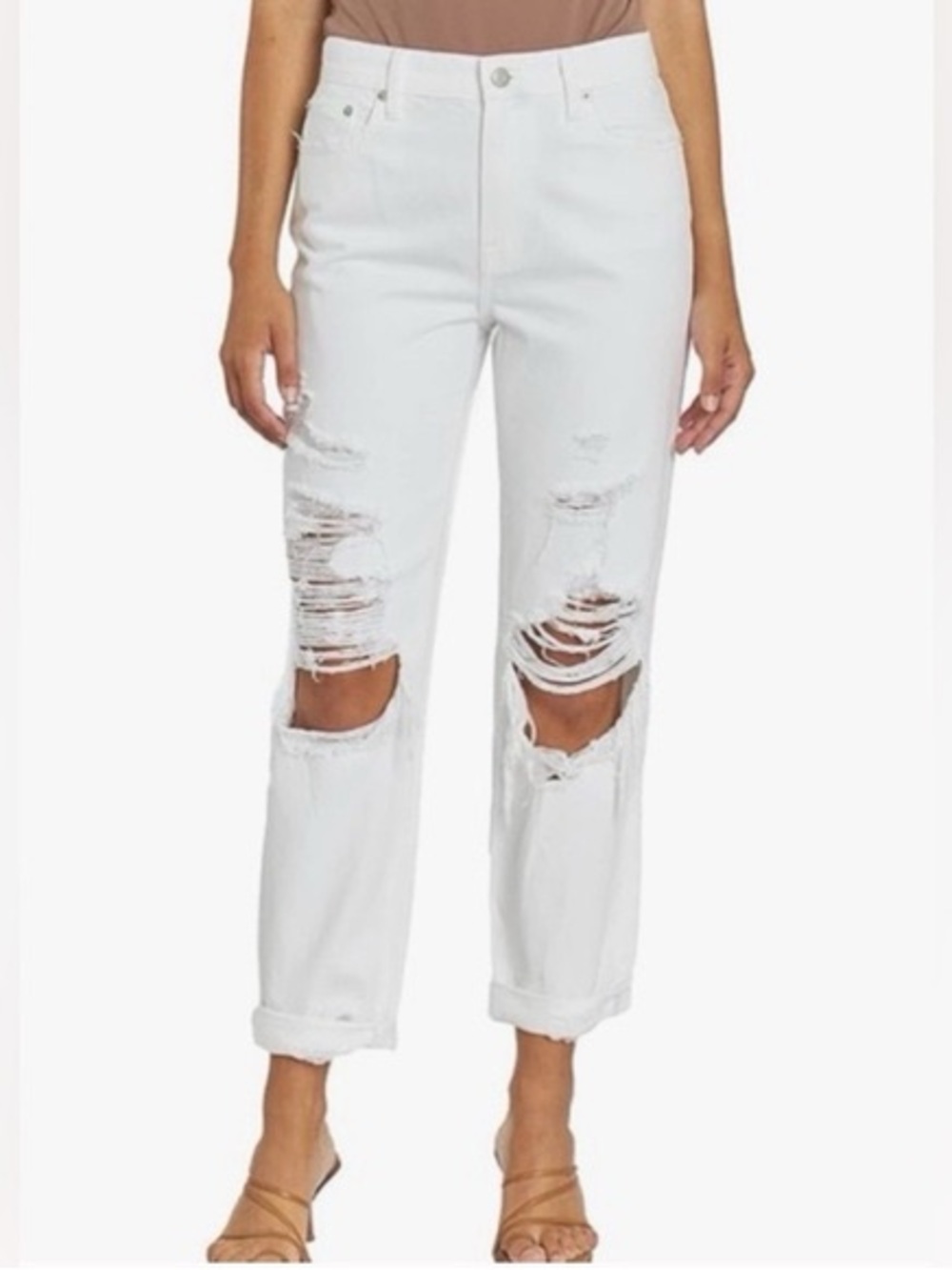 pistola White Distressed Straight Leg Jeans